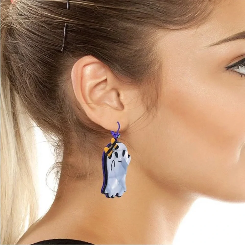 ‼️ LAST PAIR Betsey Johnson Mismatch Ghost Drop Earrings - Picture 8 of 12